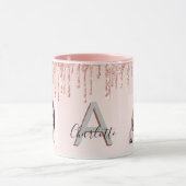 Foto roos goud monogram blush roze mok (Midden)
