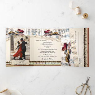 Foto Roos Music Wedding All in One Drieluik Uitnodiging