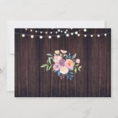 Foto Roze Birthday Floral Rustic Wood Invitations Kaart (Achterkant)