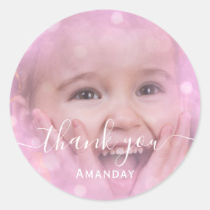 Foto roze Birthday Party Girly Ronde Sticker