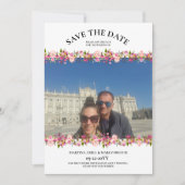 Foto Roze Bloemen Bewaar de datum Uitnodiging (Voorkant)