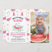 Foto Roze Eén in een Meloen 1e Verjaardag Kaart (Voorkant / Achterkant)