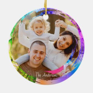 Foto Roze Paarse moderne vleermuizen Moon Happy Ha Keramisch Ornament