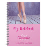 Foto roze wit monogram naam notitieboek (Voorkant)