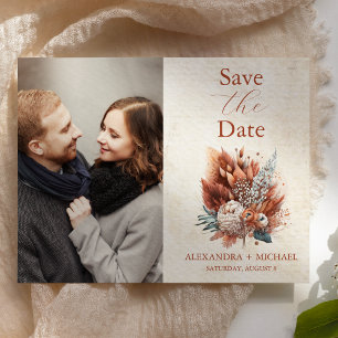 Foto Rust Terracotta Flowers Verbrande Oranje Herf Save The Date