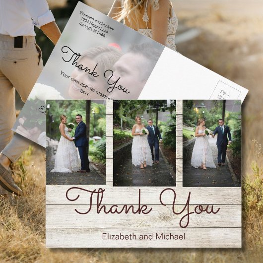 Foto Rustic Chic Modern Wedding Bedankt Briefkaart