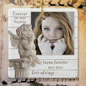Foto Rustic White Wood Memorial Angel Ornament