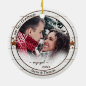 Foto: Rustic White Wood Verloving Ornament (Achterkant)