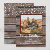 Foto: Rustic Wood String Lights Kerstfeestdag Feestdagenkaart (Voorkant / Achterkant)