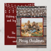 Foto Rustic Wood String Lights Kerstmis Feestdagenkaart (Voorkant / Achterkant)