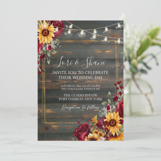 Foto Rustiek Roos en Aster QR Code Huwelijk Kaart (Staand voorkant)