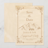 Foto Rustieke Bossen Mountain Sketch Verloving Save The Date (Voorkant / Achterkant)