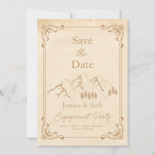 Foto Rustieke Bossen Mountain Sketch Verloving Save The Date