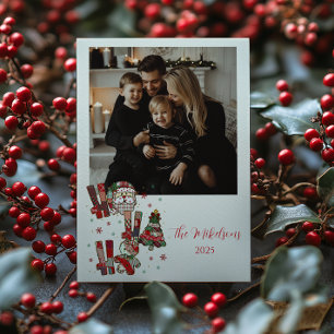 Foto Rustieke Patchwork Ho Ho Ho Kerstmis Feestdagenkaart