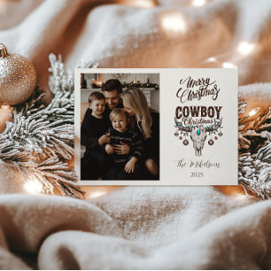 Foto Rustige Cowboy Kerstmis Feestdagenkaart