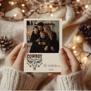 Foto Rustige Cowboy Kerstmis Feestdagenkaart