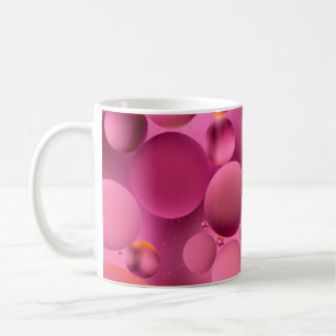 foto ' s , heldere olieachtige druppels in water m koffiemok