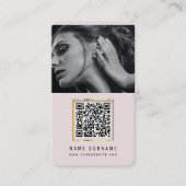 foto ' s qr code scannable barcode modern blush ro visitekaartje (Voorkant)