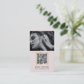 foto ' s qr code scannable barcode modern blush ro visitekaartje (Staand voorkant)