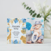 Foto: Safari Blue 1e verjaardag Hartelijk dank Kaart (Staand voorkant)