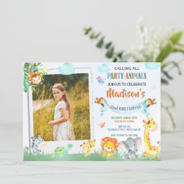 Foto safari verjaardagsuitnodiging Twee wilde fees Kaart