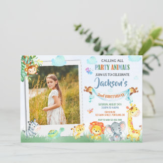 Foto safari verjaardagsuitnodiging Twee wilde fees Kaart