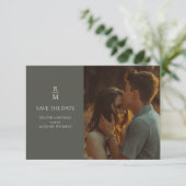 Foto Sage Green Boho Monogram De datum opslaan (Staand voorkant)