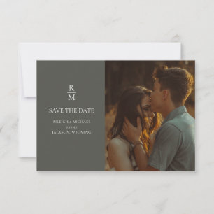 Foto Sage Green Boho Monogram De datum opslaan