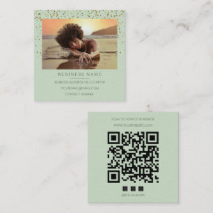 Foto Sage Groene Gouden Glitter QR Code Sociale Me Vierkante Visitekaartje