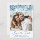 Foto Save the Date Card Blue Hydrangeas Floral Kaart (Voorkant)