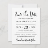 Foto Save the Date Cards, White Rustic Script (Achterkant)