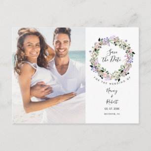 Foto Save the Date Elegante Chic Lavendel Bloemstu Briefkaart