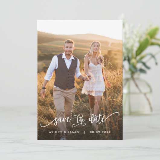 Foto Save the Date for Wedding Invitation Card (Staand voorkant)