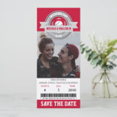Foto Save The Date Huwelijk Sport Ticket Kaart (Staand voorkant)