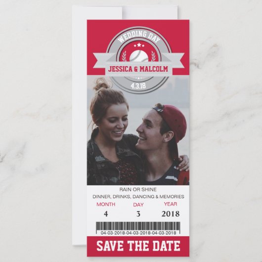 Foto Save The Date Huwelijk Sport Ticket Kaart (Voorkant)