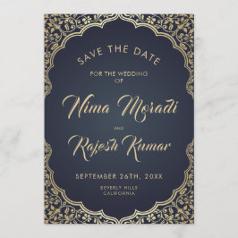 Foto Save The Date, Indiase bruiloft, blauw en gou Save The Date
