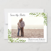 Foto Save the Date Magneten Rustiek Groen Blad (Voorkant)