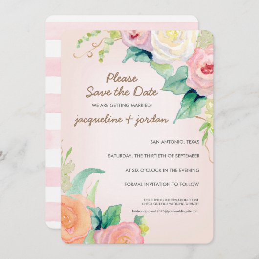 Foto Save the Date Modern Waterverf Floral Kaart (Voorkant / Achterkant)