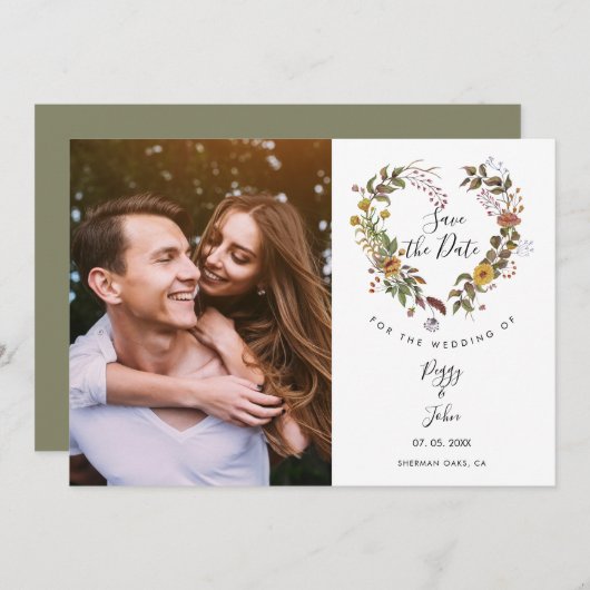 Foto Save the Date Script Bloemhartenguirlande (Voorkant / Achterkant)