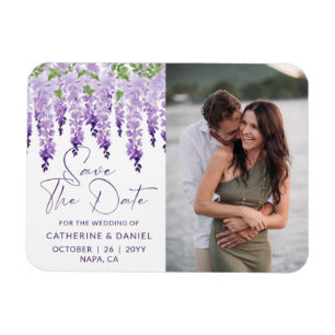 Foto Save the Date Waterverf Wisteria Wedding Magneet