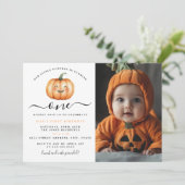 Foto Schattige Little Pumpkin eerste verjaardagsfe Kaart (Staand voorkant)