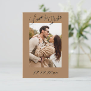 Foto Script Modern Stripe Neutral Save the Date