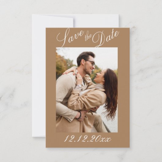 Foto Script Modern Stripe Neutral Save the Date (Voorkant)