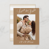 Foto Script Modern Stripe Neutral Save the Date (Voorkant / Achterkant)