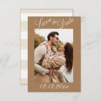 Foto Script Modern Stripe Neutral Save the Date