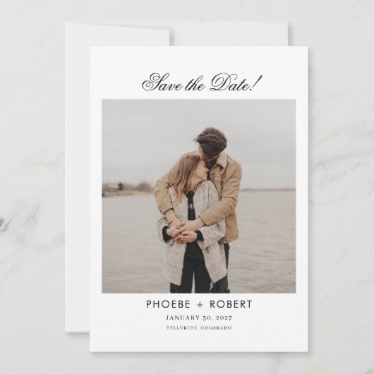 Foto Script Moderne Trouwkaart Save The Date (Voorkant)