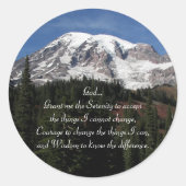 Foto Serenity Prayer Mount Rainier Ronde Sticker (Voorkant)