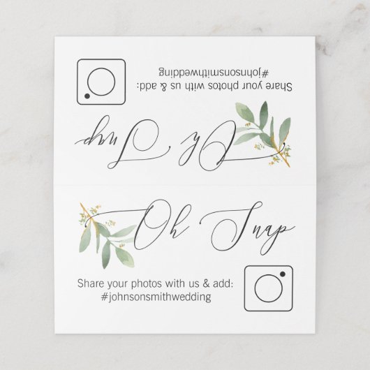 Foto Share Folded Table Card greenery en Gold (Buitenkant ongevouwen)