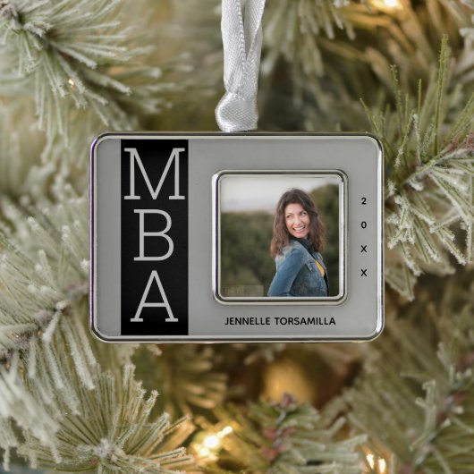 Foto Silver Black MBA-Afstuderen Verzilverd Kader Ornament (Boom)