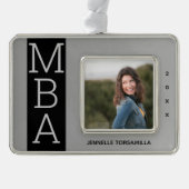 Foto Silver Black MBA-Afstuderen Verzilverd Kader Ornament (Voorkant)